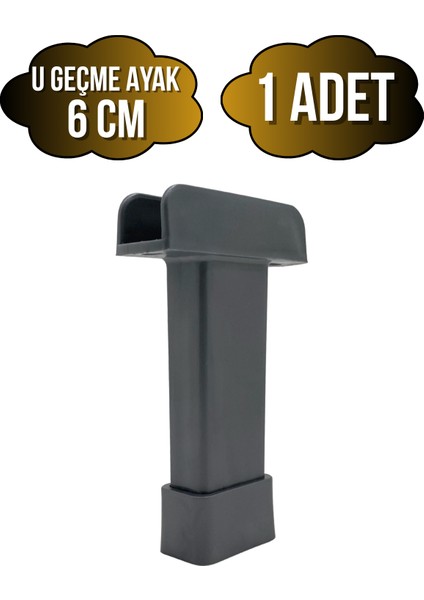 U Geçme Gri Plastik Ayarlı Ayak Mobilya Masa ve Dolap Ayağı(Gri)(6cm - 10CM)