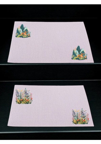 Doğa Baskılı Mutfak Masası 2'li Keten Servis Bezi 28X40 cm Amerikan Servis - Hediyelik Mutfak Eşya