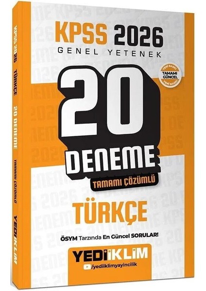 Yediiklim 2026 Kpss Türkçe 20 Deneme Çözümlü