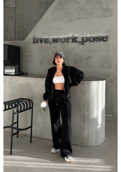 Kadın Şardonlu Üç Iplik Kışlık Eşofman Takımı