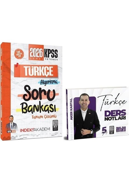 Retro + Indeks 2026 Kpss Türkçe 5yüz Ders Notları + Soru Bankası 2 Li Set