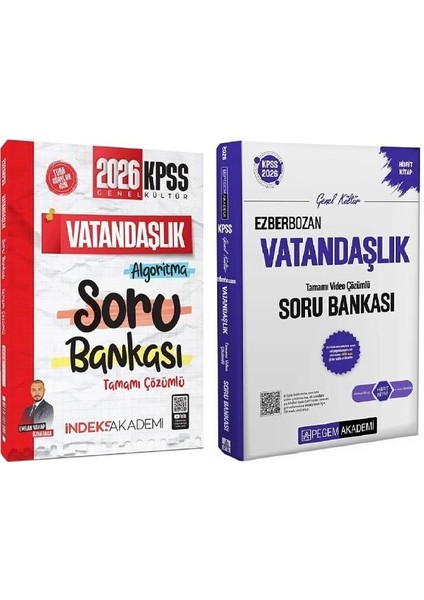 Pegem + Indeks 2026 Kpss Vatandaşlık Ezberbozan Soru Bankası 2 Li Set