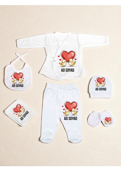 Kalpli Civciv Baskılı Bebek Hastane Çıkış Seti Yeni Doğan Bebek Hediyesi Bebeğe Hediye