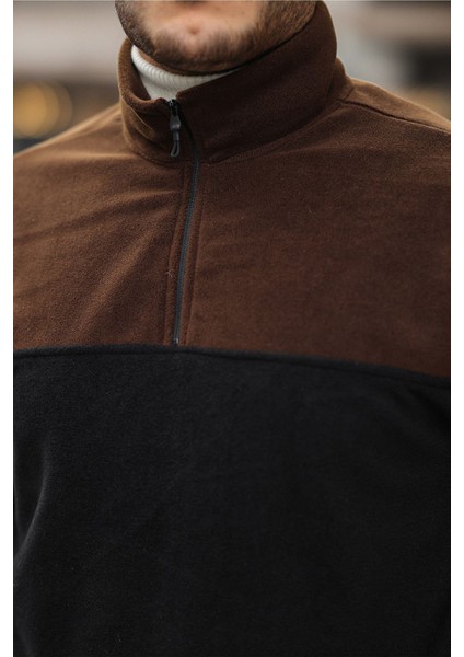 Yarım Fermuarlı Üç Renk Polar Sweatshirt fiyatları