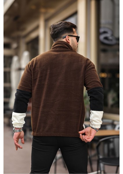 Yarım Fermuarlı Üç Renk Polar Sweatshirt fırsatları