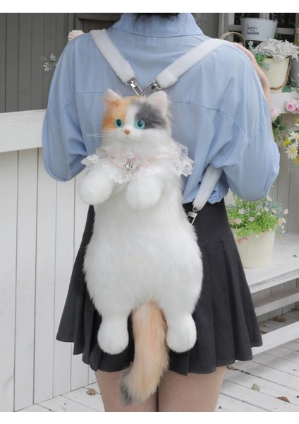 Bear & Deer Pelüş Kedi Şeklinde Sırt Çantası – Sarı (Büyük Boy) - BD-CAT001