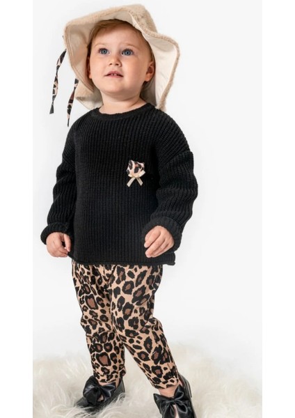 Kız Bebek Leopar Desenli 3'lü Takım NOY-9349 fiyatları
