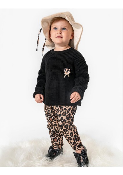 Kız Bebek Leopar Desenli 3'lü Takım NOY-9349 fırsatları