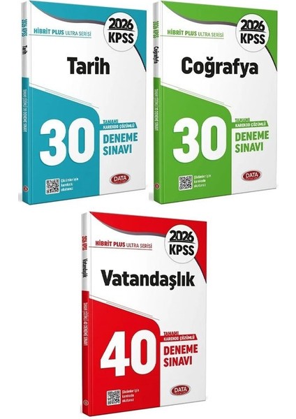 Data 2026 Kpss Tarih + Coğrafya + Vatandaşlık Ultra 100 Deneme 3 Lü Set
