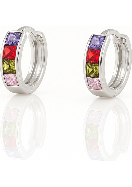 White Gold Plated Mini Laetus Hoop Küpe