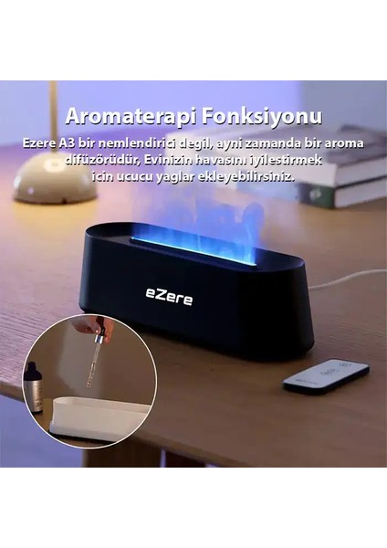 Ezere A3 Ev ve Ofis Için Alev Difüzörü ve Ultrasonik Hava NEMLENDICI-(5775) - MRK9301-3919 fırsatları