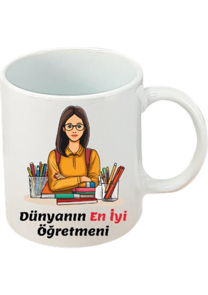 Öğretmene Özel Hediyelik Beyaz Kupa Bardak Öğretmenler Günü Hediyesi