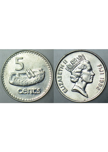 Fiji 5 Cent 1992 Kraliçe Iı. Elizabeth 19.4 Mm.
