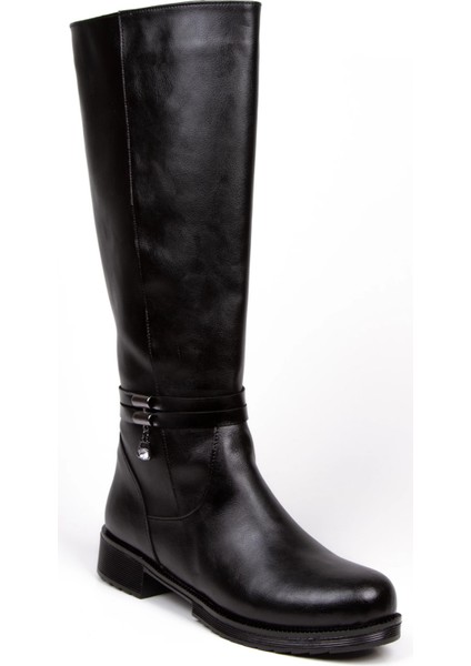 Kadın Siyah Suni Deri Binici Çizme modelleri