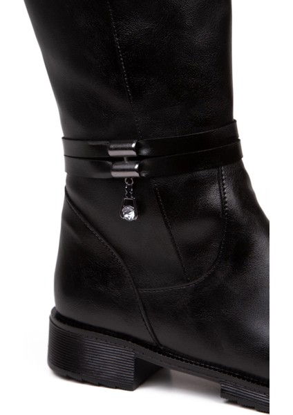 Kadın Siyah Suni Deri Binici Çizme indirimleri