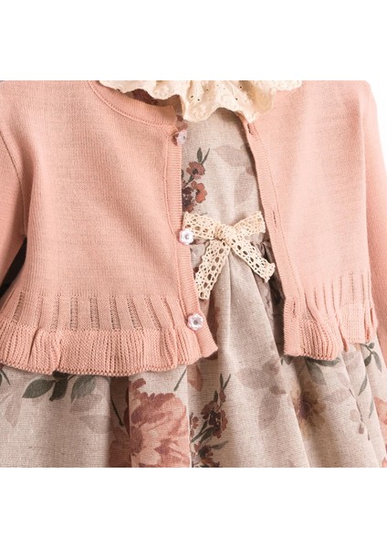 Kız Bebek Ceketli Güpürlü Donlu Elbise Takımı MAR-155-1