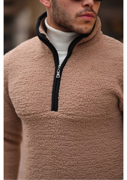 Yarım Fermuarlı Peluş Sweatshirt fiyatları