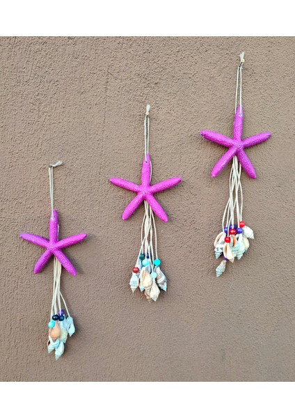 Üçlü Deniz Yıldızı Deniz Kabuklu Duvar Bahçe Balkon Süsü Ev Dekor Rüzgar Çanı