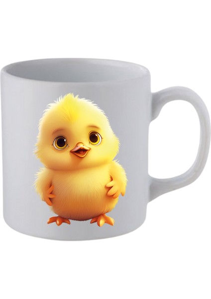 Sevimli Civciv Baskılı Beyaz Kupa Bardak Sevgiliye Hediye - Seramik Çay, Kahve Hediyelik Bardağı