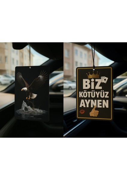 Kartal ve Biz Kötüyüz Aynen - Ikili Oto Kokusu - Dekoratif Araç Kokusu ve Aksesuarı