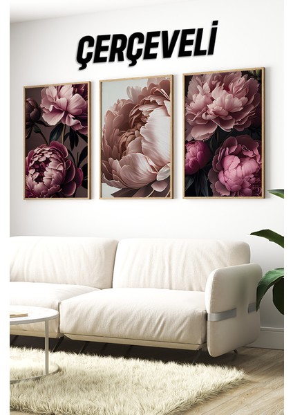 Ahşap Çerçeveli Mdf Tablo Seti Salon ve Oturma Odası Için ÇT3088 23 x 32