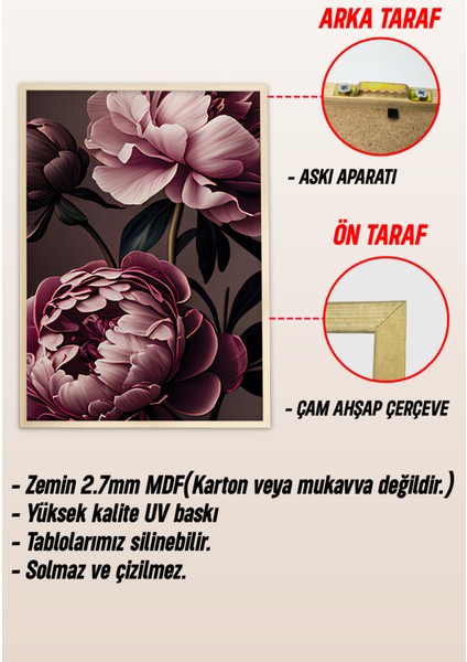 Ahşap Çerçeveli Mdf Tablo Seti Salon ve Oturma Odası Için ÇT3088 23 x 32