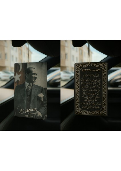 Atatürk ve Ayetel Kürsi - Ikili Oto Kokusu - Dekoratif Araç Kokusu ve Aksesuarı
