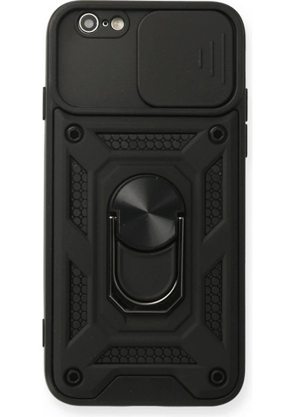 iPhone 6 Kılıf Pars Lens Yüzüklü Silikon - Siyah