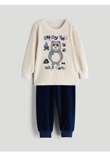 Kadife Baskılı Erkek Çocuk Pijama Takımı (W5)