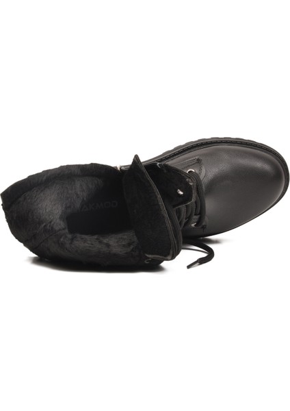 Siyah Cilt Kürklü Bağcıklı Fermuarlı Kaymaz Kadın Bot 525383 Z fırsatları