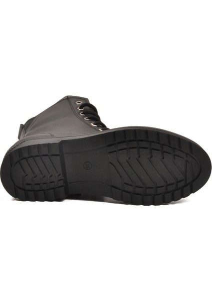 Siyah Cilt Kürklü Bağcıklı Fermuarlı Kaymaz Kadın Bot 525383 Z indirimleri