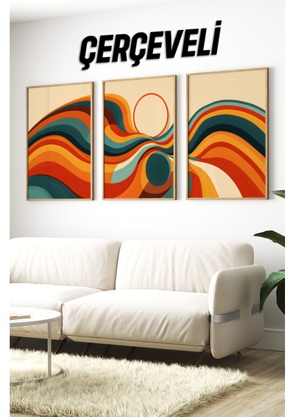 Ahşap Çerçeveli Mdf Tablo Seti Salon ve Oturma Odası Için ÇT3093 23 x 32