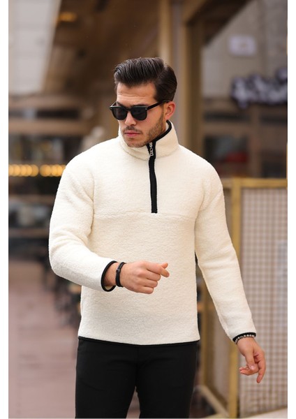 Yarım Fermuarlı Peluş Sweatshirt