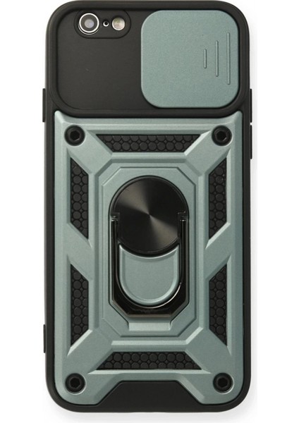 iPhone 6 Kılıf Pars Lens Yüzüklü Silikon - Yeşil
