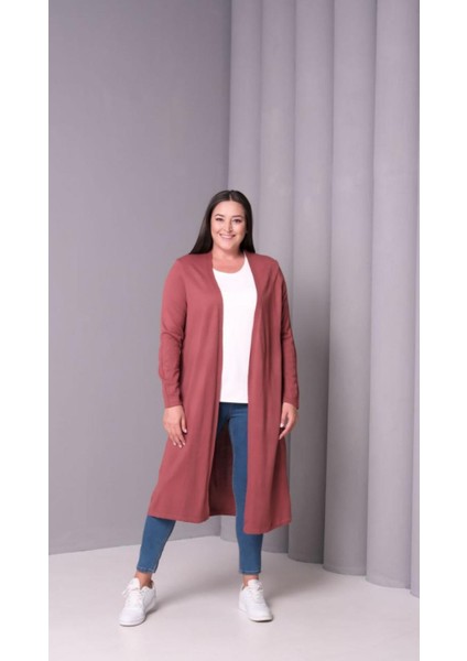 Kadın Büyük Beden Yumuşak Dokulu Çift Yırtmaçlı Uzun Triko Hırka fiyatları