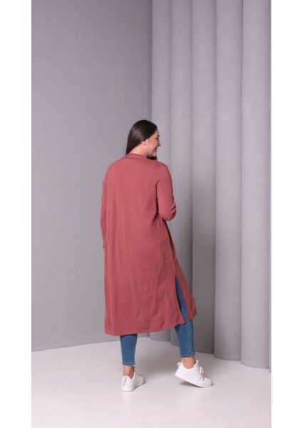 Kadın Büyük Beden Yumuşak Dokulu Çift Yırtmaçlı Uzun Triko Hırka indirimleri