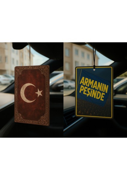 Türk Bayrağı ve Armanın Peşinde - Ikili Oto Kokusu - Dekoratif Araç Kokusu ve Aksesuarı
