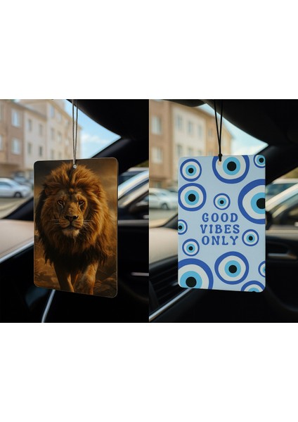 Aslan ve Nazar Boncuğu - Ikili Oto Kokusu - Dekoratif Araç Kokusu ve Aksesuarı