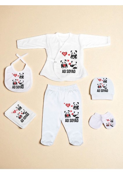 Kalpli Panda Teması Baskılı Bebek Hastane Çıkış Seti Yeni Doğan Bebek Hediyesi Bebeğe Hediye