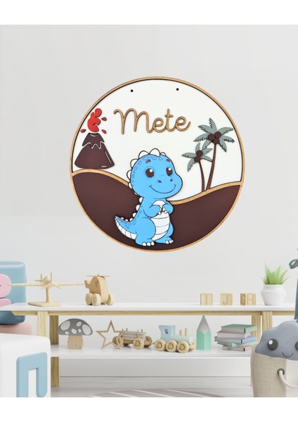 Dinozor Temalı Isme Özel Bebek Kapı Süsü