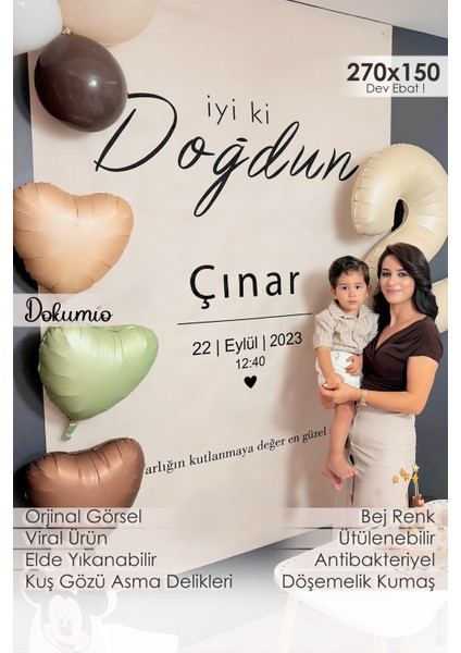 Büyük Ebat Birinci Kalite Kumaş Doğum Günü Iyi Ki Doğdun Birthday Duvar Örtüsü Panosu Flaması