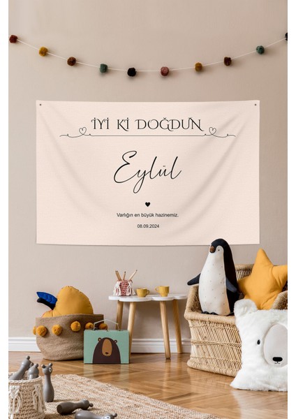 Kişiye Özel Kumaş Büyük Ebat Doğum Günü Happy Birthday Iyi Ki Doğdun Duvar Örtüsü Panosu Flaması fırsatları