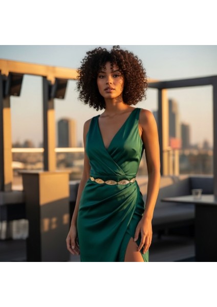 Zincir Detaylı Metal Kadın Kemer / Elbise Aksesuarı fırsatları