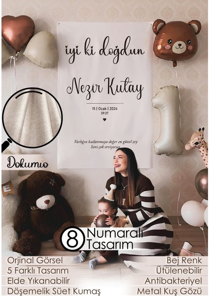 Doğum Günü Birinci Kalite Kumaş Kişiye Özel Happy Birthday Duvar Örtüsü Duvar Panosu Flaması