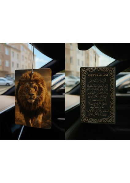 Aslan ve Ayetel Kürsi - Ikili Oto Kokusu - Dekoratif Araç Kokusu ve Aksesuarı