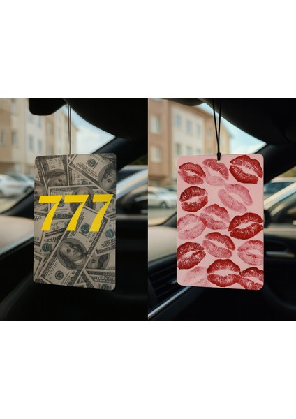 Dolar Manifest 777 ve Öpücük - Ikili Oto Kokusu - Dekoratif Araç Kokusu ve Aksesuarı