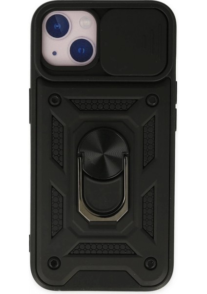 iPhone 14 Kılıf Pars Lens Yüzüklü Silikon - Siyah