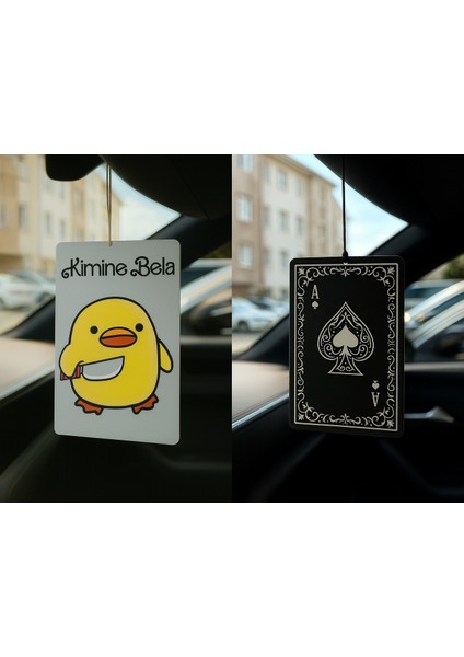 Kimine Bela Kimine Fena ve Maça As - Ikili Oto Kokusu - Dekoratif Araç Kokusu ve Aksesuarı