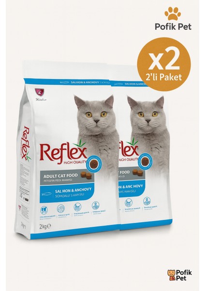 Hamsili Somonlu Yetişkin Kedi Maması 2X2KG(TOPLAM 4kg ) Avantaj Paketi