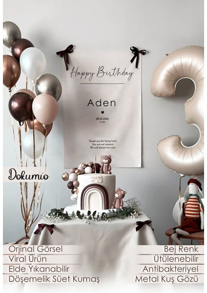 Kişiye Özel Kumaş Doğum Günü Happy Birthday Iyi Ki Doğdun Duvar Örtüsü Panosu Flaması